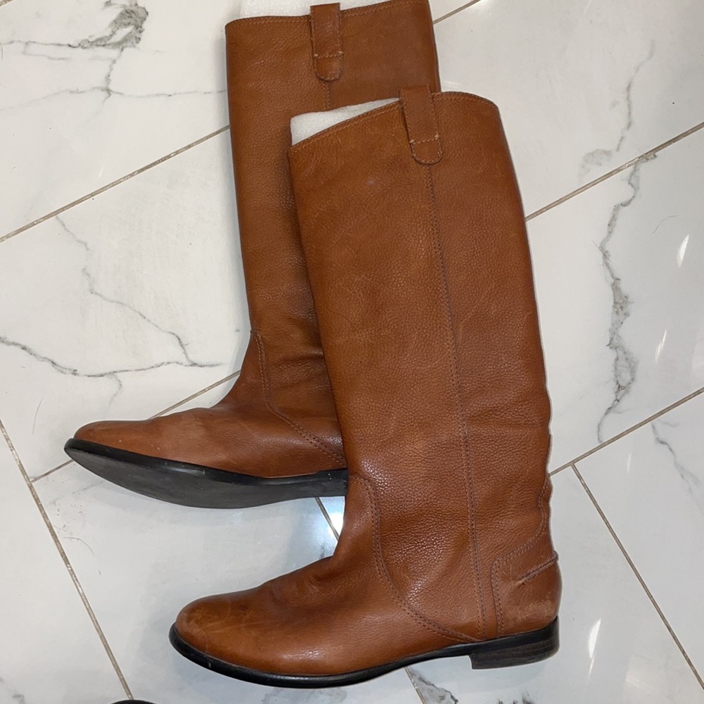 Madewell knee high leather riding boots, cognac leather, size 11